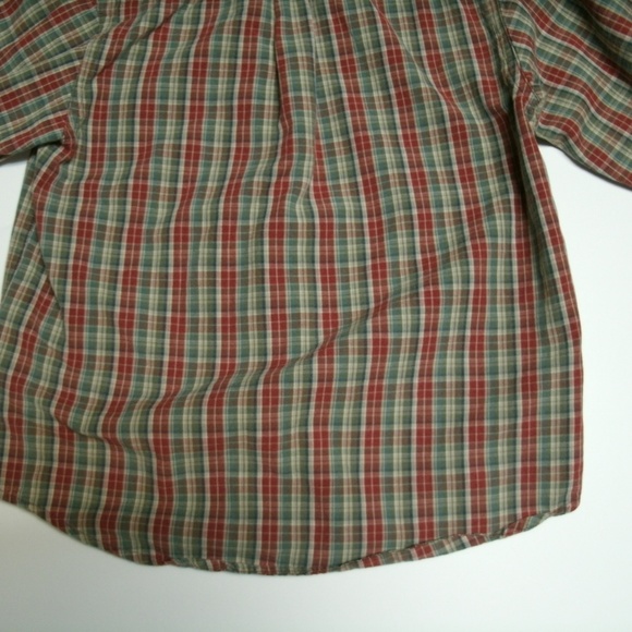 Children's Place Boys Shirt Button Down Red Tan Green Plaid Long Sleeve 5-6 - Picture 10 of 11
